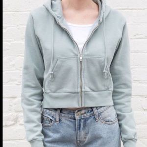 Sage green brandy Melville cropped zip up hoodie